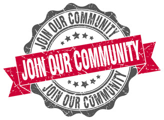 Obraz premium join our community stamp. sign. seal