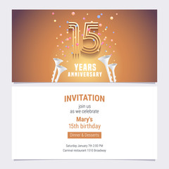 Naklejka premium 15 years anniversary invitation vector