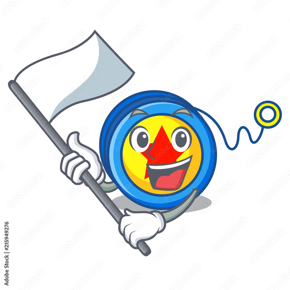 Sticker With flag yoyo mascot cartoon style