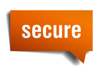 secure orange 3d speech bubble