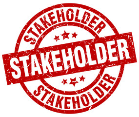 stakeholder round red grunge stamp