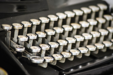 Antique typewriter keys close up