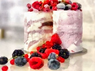 Acrylic painting on canvas art poster in fruit and vegetables motif. Modern style fashion artwork. Contemporary digital big size print in high resolution. Bright design. Graphic fantasy drawing.