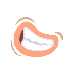 Female mouth with bared teeth, emotional lips of young woman vector Illustration on a white background
