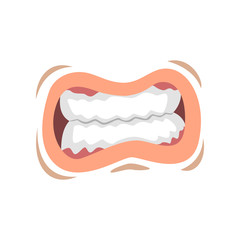 Mouth with clenched teeth, emotional lips of young woman vector Illustration on a white background