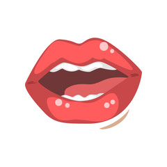 Obraz premium Sensual open female mouth, emotional lips of young woman vector Illustration on a white background