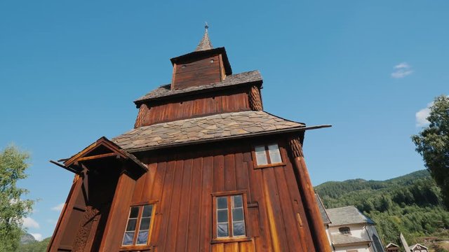 Ancient wooden church of the 13th century in the town of Torpo, Norway. An amazing old building perfectly preserved to our days