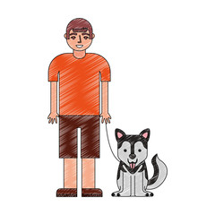 young man with dog mascot avatar character