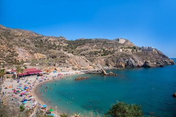 sandy beach in a picturesque Bay