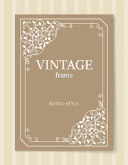 Vintage Frame Retro Style Engraving Baroque Border