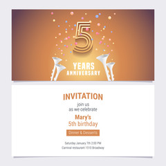 5 years anniversary invitation vector illustration
