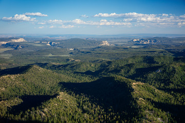Green forested hills extending into the distance in Southwest USA