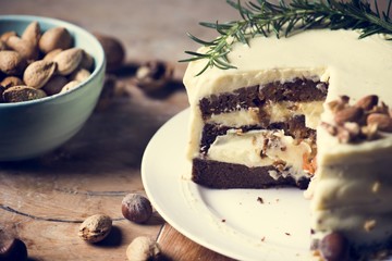 Homemade carrot cake food photography recipe idea