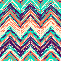 Materiał do szycia Abstract Ikat and boho style handcraft fabric pattern. Traditional Ethnic design for clothing and textile background, carpet or wallpaper