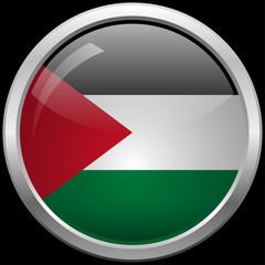 Palestinian flag glass button vector illustration