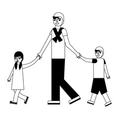 cute father with children avatar character