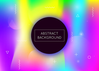 Memphis gradient background with liquid shapes. Dynamic holographic fluid with bauhaus elements. Graphic template for placard, presentation, banner, brochure. Iridescent memphis gradient.
