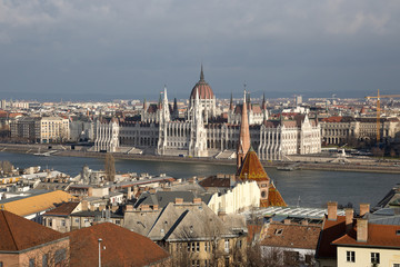 Budapest. Dunaj. Hungary, a city landscape, a look with top