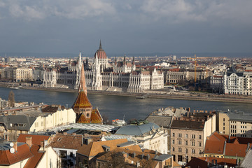 Budapest. Dunaj. Hungary, a city landscape, a look with top