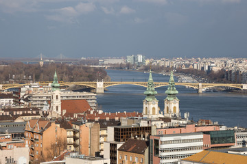 Budapest. Dunaj. Hungary, a city landscape, a look with top