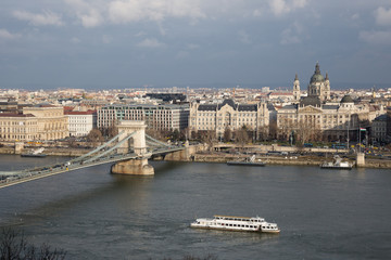 Budapest. Dunaj. Hungary, a city landscape, a look with top