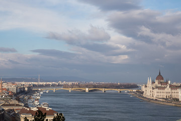 Budapest. Dunaj. Hungary, a city landscape, a look with top