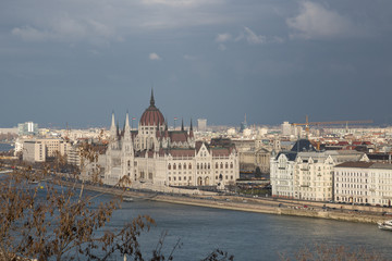 Budapest. Dunaj. Hungary, a city landscape, a look with top