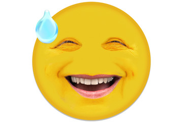 Ein Mann Mitte 40 ist erleichtert. Die Gesichtszüge weisen viel Mimik auf. Das Gesicht ist...