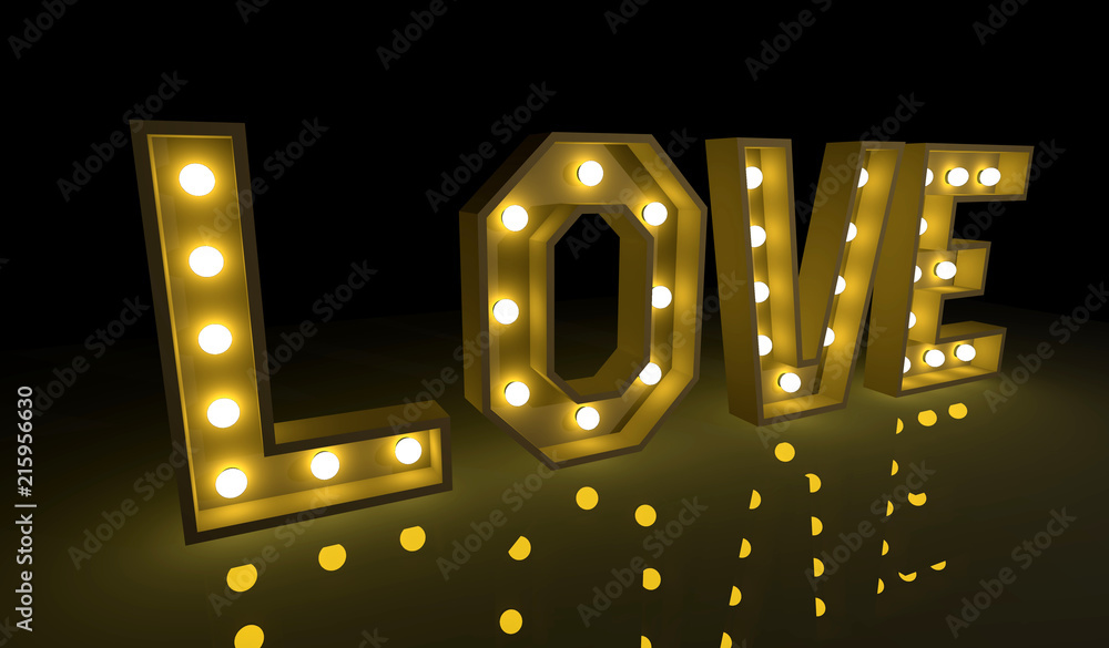 Wall mural 3d rendering love signboard