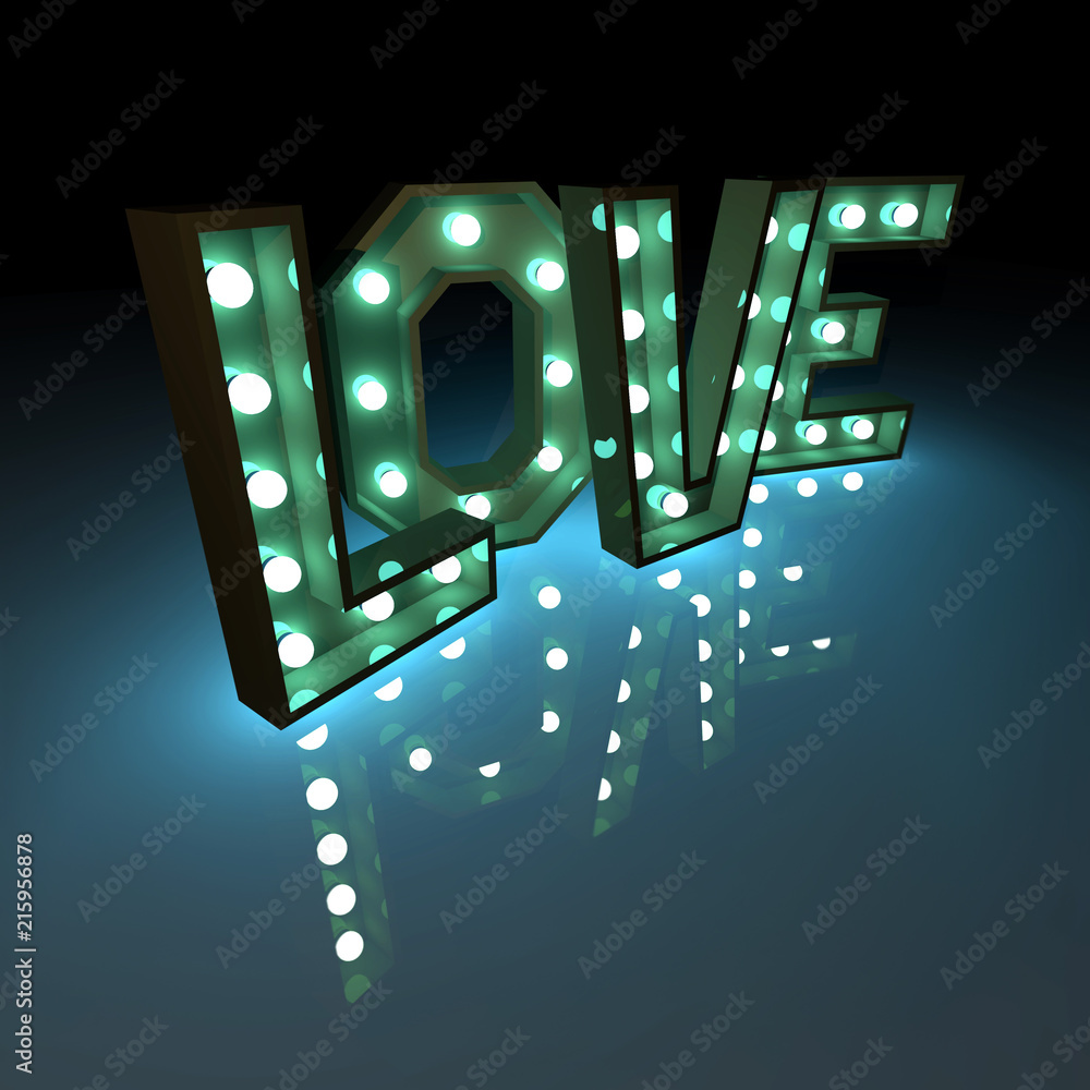 Poster 3d rendering love signboard