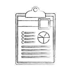 checklist with document file and statistics pie graphic