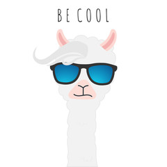 Cute Llama design with sunglasses, Be cool. © yuthana Choradet