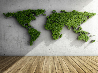 Fototapety  Room with vertical garden in form of world map