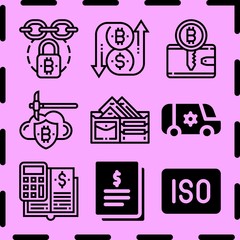 Simple 9 icon set of commerce related [iconsRandom:4] vector icons. Collection Illustration