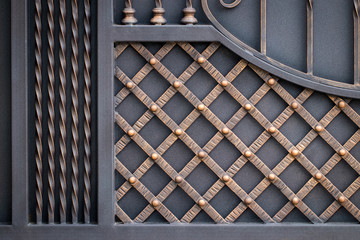 wrought-iron gates, ornamental forging, forged elements close-up