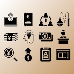 Profits, flow and money related premium icon set