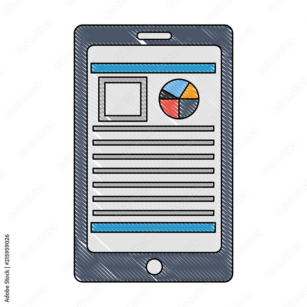 Poster tablet device with document file and statistics pie graph