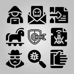 Simple 9 icon set of hacker related [iconsRandom:4] vector icons. Collection Illustration