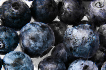 Blueberry frozen in ice is macro