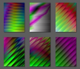 Collection isolated sheets backgrounds. Set of abstract futuristic multicolor backgrounds with gradients. Applicable for Covers, Posters, Booklets, Blanks, Cards, Flyers and Banner Designs. A4, EPS10.