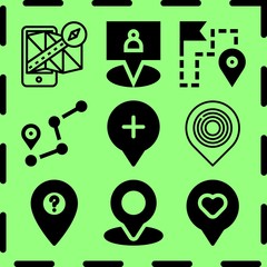 Simple 9 icon set of location related [iconsRandom:4] vector icons. Collection Illustration