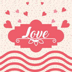 love hearts retro vintage card vector illustration