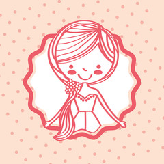 cartoon character bride wedding label vector illustration