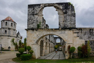 Obraz premium Ruins of the old Catholic church of the Spanish era on the island of Cebu -Our Lady of Immaculate Concepcion Church. Oslob City, Cebu Philippines