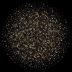 Golden dot or glitter confetti circle background