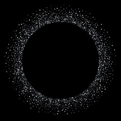 Silver confetti circle frame of glitter splatter