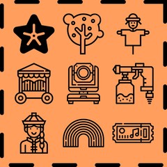 Simple 9 icon set of art related [iconsRandom:4] vector icons. Collection Illustration