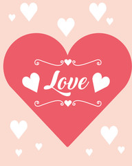 love lettering in heart romance style vector illustration