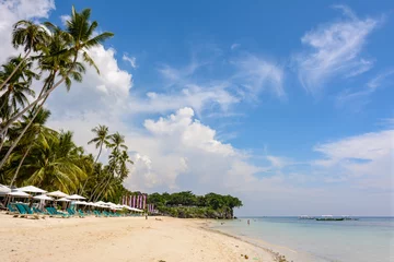 Keuken foto achterwand Boracay Wit Strand Lovely white beach with palm trees.  Beautiful tropical beach of a tropical island. Philippines. Asia