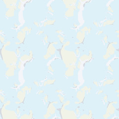 UFO military camouflage seamless pattern in light blue and different shades of grey and beige colors